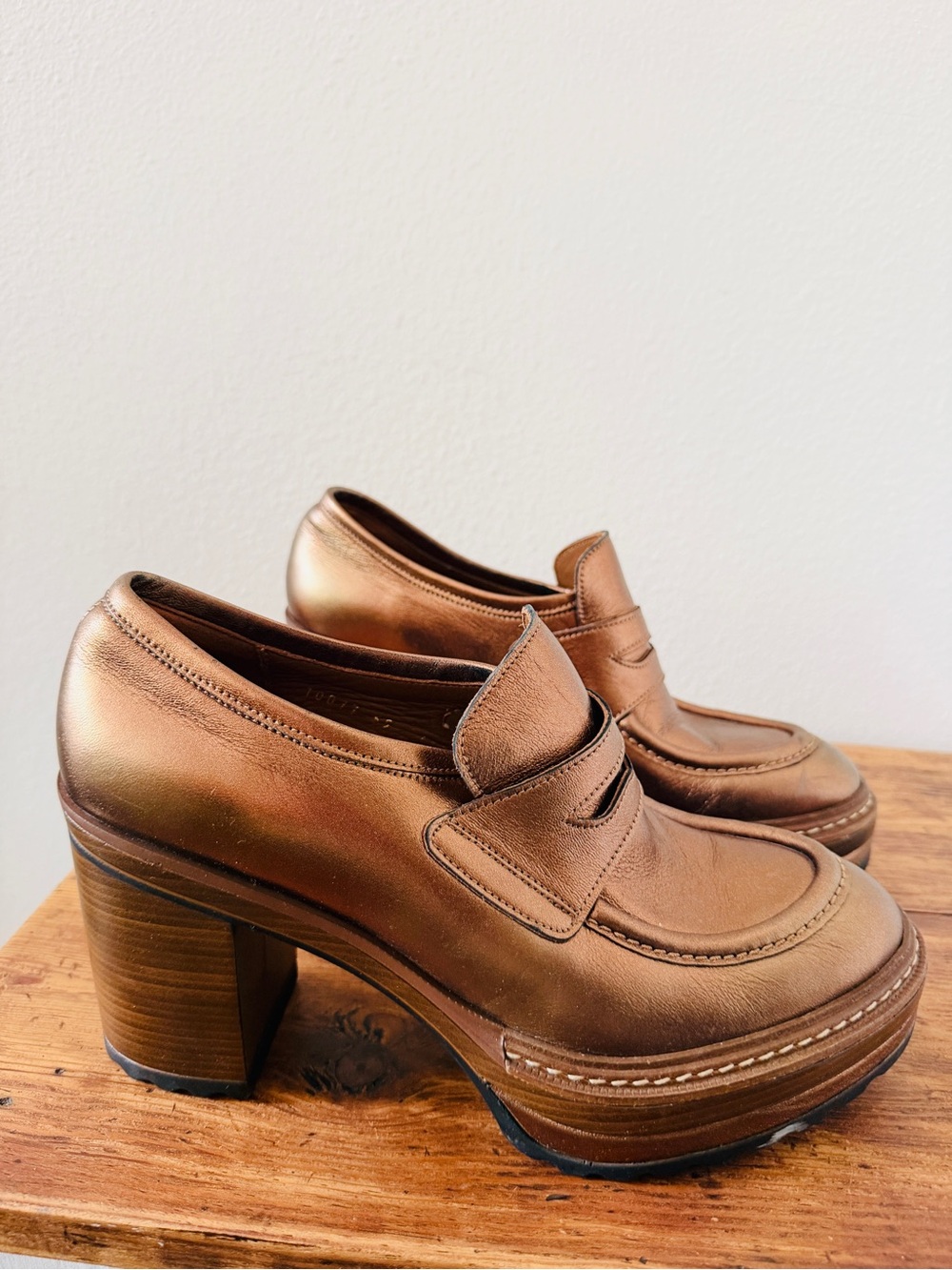 Pons Quintana Metallic Gold Bronze Platform Loafers